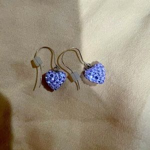Purple Heart Crystal Earrings